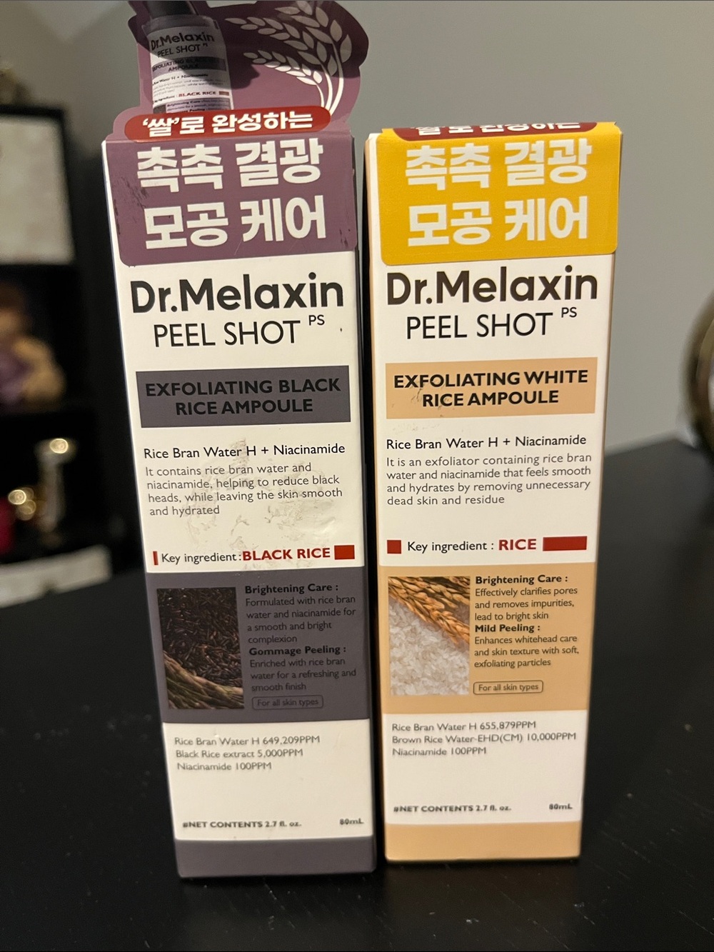 Dr. Melaxin Peel Shot Black Rice & White Rice Exfoliating Ampoule Duo 80mL